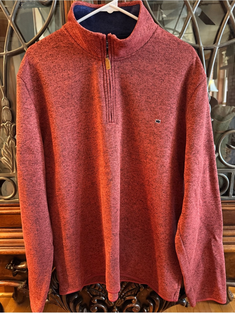 Crown and Ivy Men's Quarter-Zip Sweater - Red Heather